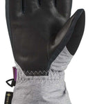 Dakine Women's Leather Sequoia GORE-TEX Gloves - Black leather gloves with purple accents and stitching on wrist strap.