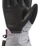 Dakine Women's Leather Sequoia GORE-TEX Gloves - Black leather gloves with purple accents and stitching on wrist strap.