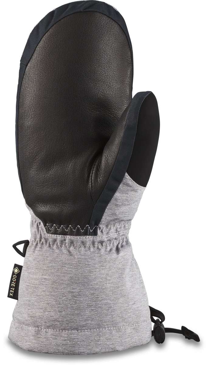 Dakine Ladies Leather Sequoia GORE-TEX Mittens - Mittens are black with a textured leather palm and thumb, featuring a quilted pattern on the back of the hand.