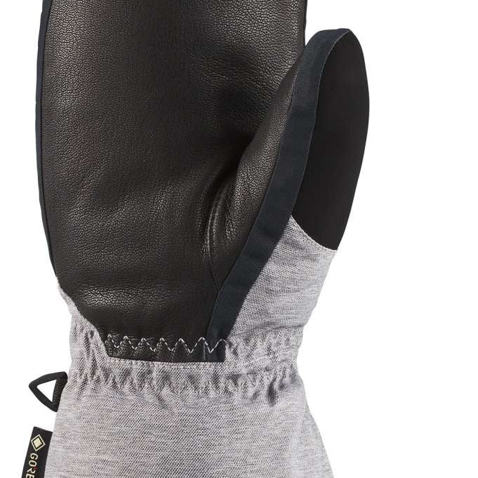 Dakine Ladies Leather Sequoia GORE-TEX Mittens - Mittens are black with a textured leather palm and thumb, featuring a quilted pattern on the back of the hand.