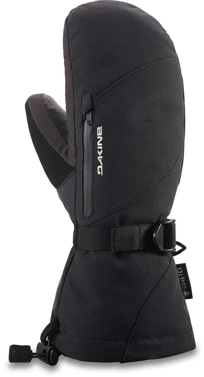 Dakine Ladies Leather Sequoia GORE-TEX Mittens - Mittens are black with a textured leather palm and quilted pattern on back of hand.