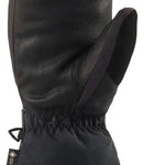 Dakine Ladies Leather Sequoia GORE-TEX Mittens - Mittens are black with a quilted pattern on the back of the hand and fingers, featuring brown leather palms and cuffs.