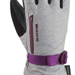 Dakine Women's Leather Sequoia GORE-TEX Glove - A light gray glove with a purple strap and black leather accents on the fingers.