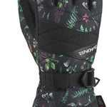 Dakine Ladies Tahoe Glove 2022-2023 - A black glove with a floral pattern of green, purple, and white flowers.