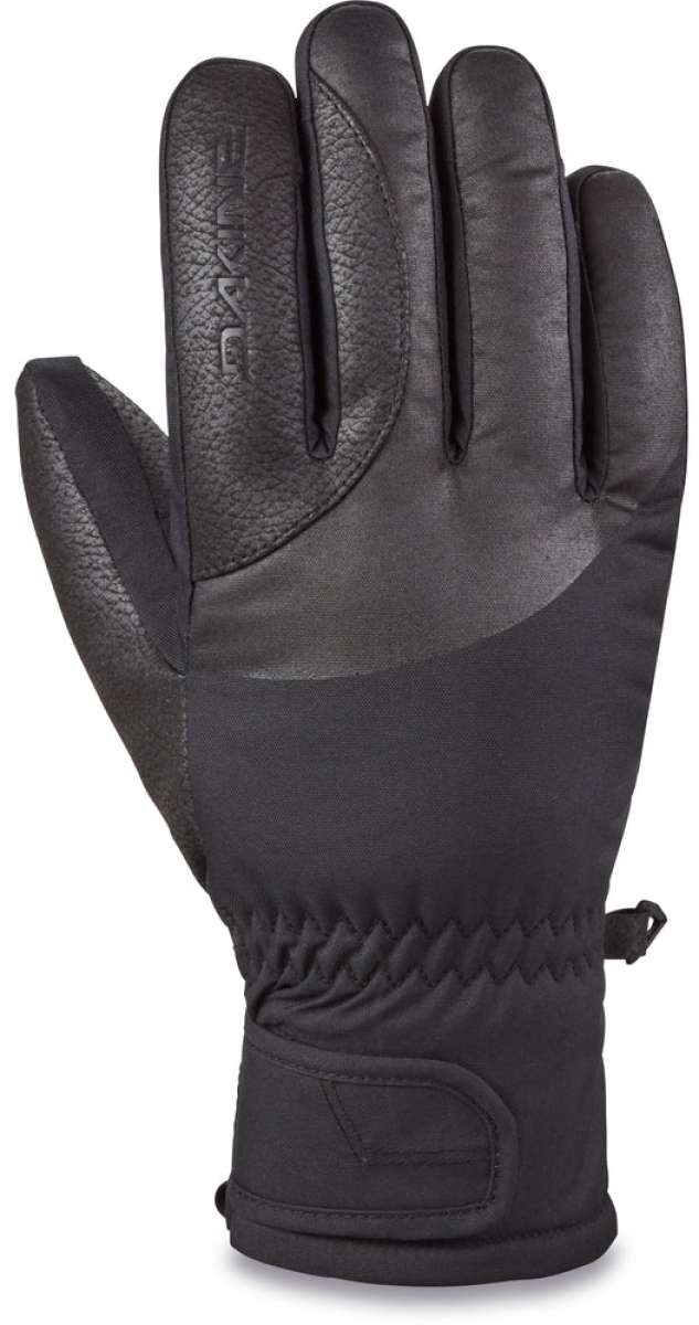 Dakine Ladies Tahoe Gloves 2024 - A pair of black gloves with a textured palm and thumb, featuring a small logo on the wrist strap.