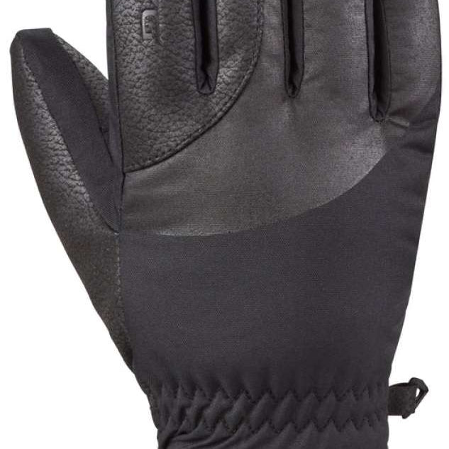 Dakine Ladies Tahoe Gloves 2024 - A pair of black gloves with a textured palm and thumb, featuring a small logo on the wrist strap.