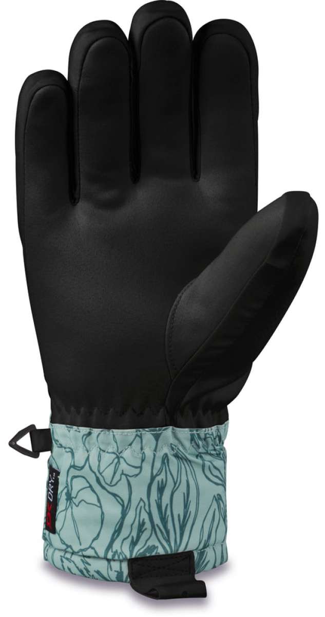 Dakine Ladies Tahoe Gloves 2024 - A pair of black gloves with a floral pattern on the wrist cuff.