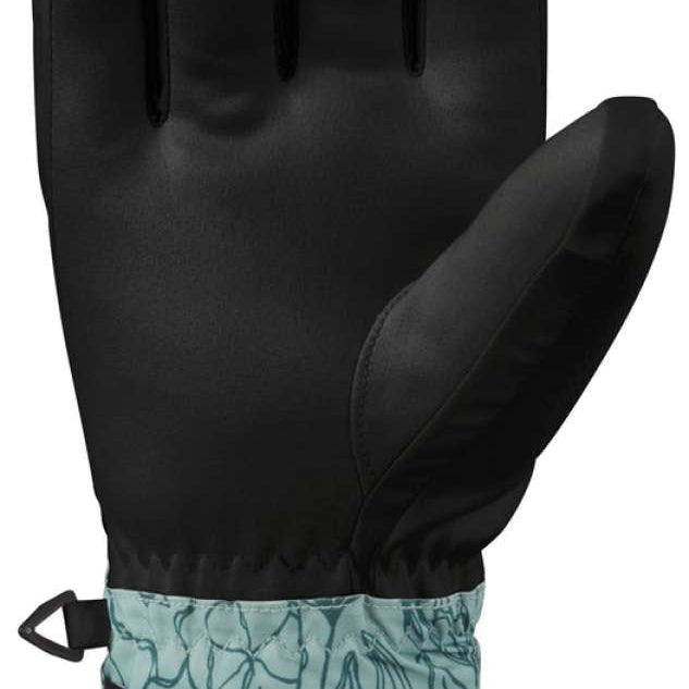 Dakine Ladies Tahoe Gloves 2024 - A pair of black gloves with a floral pattern on the wrist cuff.