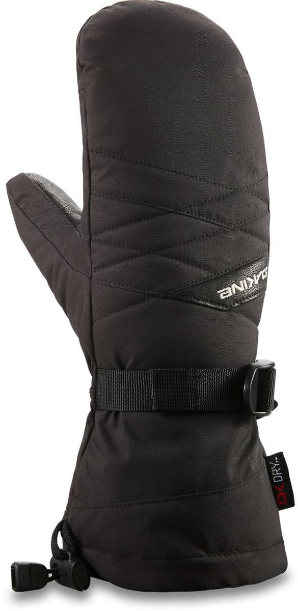 Dakine Ladies Tahoe Mitt 2022-2023 - A black mitt with quilted stitching and a strap closure on the wrist.