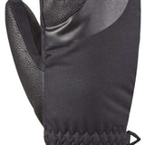 Dakine Ladies Tahoe Mittens - Pair of black mittens with a textured palm and thumb, featuring a small logo on the back of one mitten.