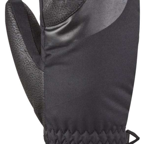 Dakine Ladies Tahoe Mittens - Pair of black mittens with a textured palm and thumb, featuring a small logo on the back of one mitten.