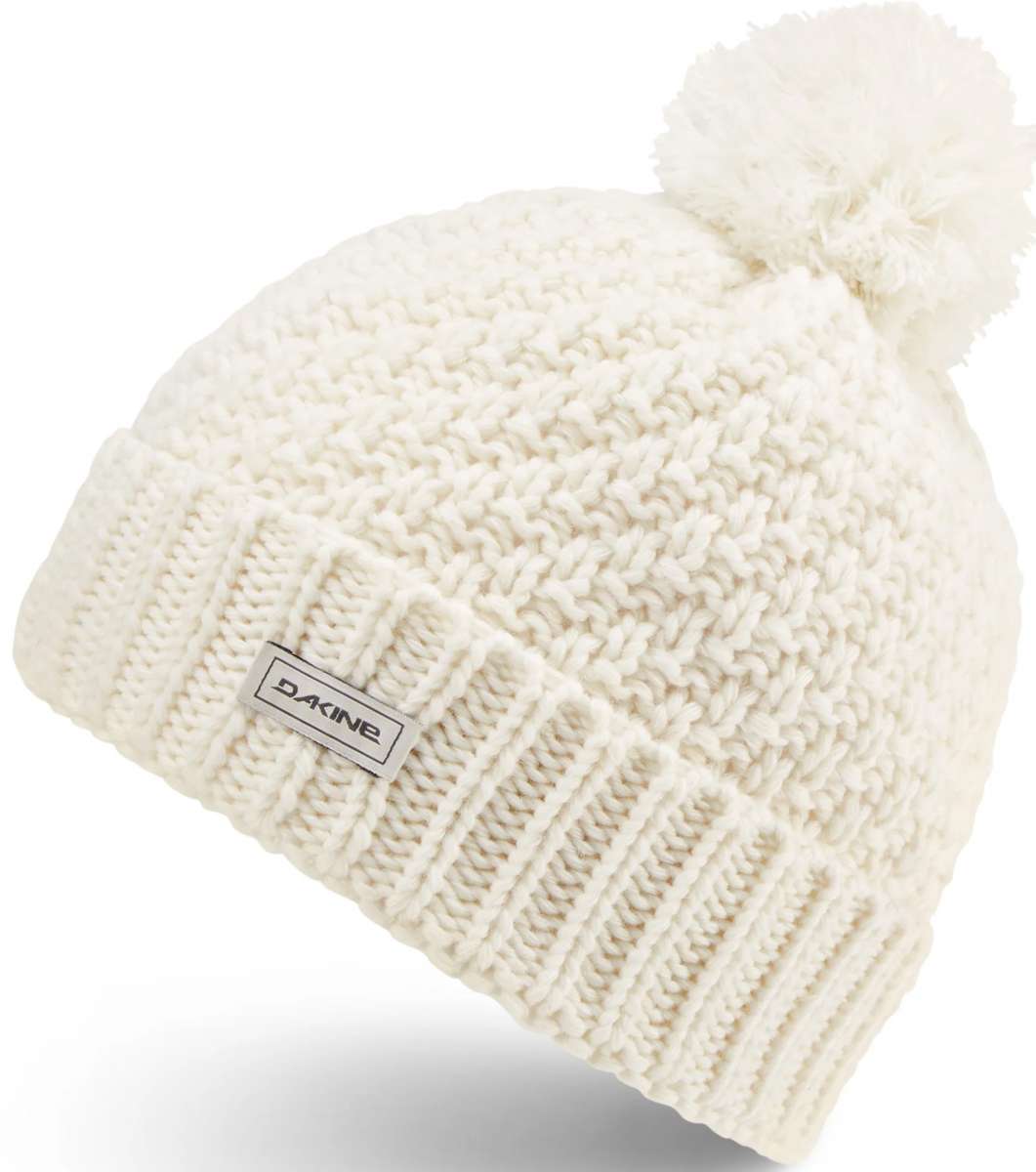 Dakine Ladies Tiffany Pom Beanie 2024 - A cream-colored beanie with a pom-pom on top.