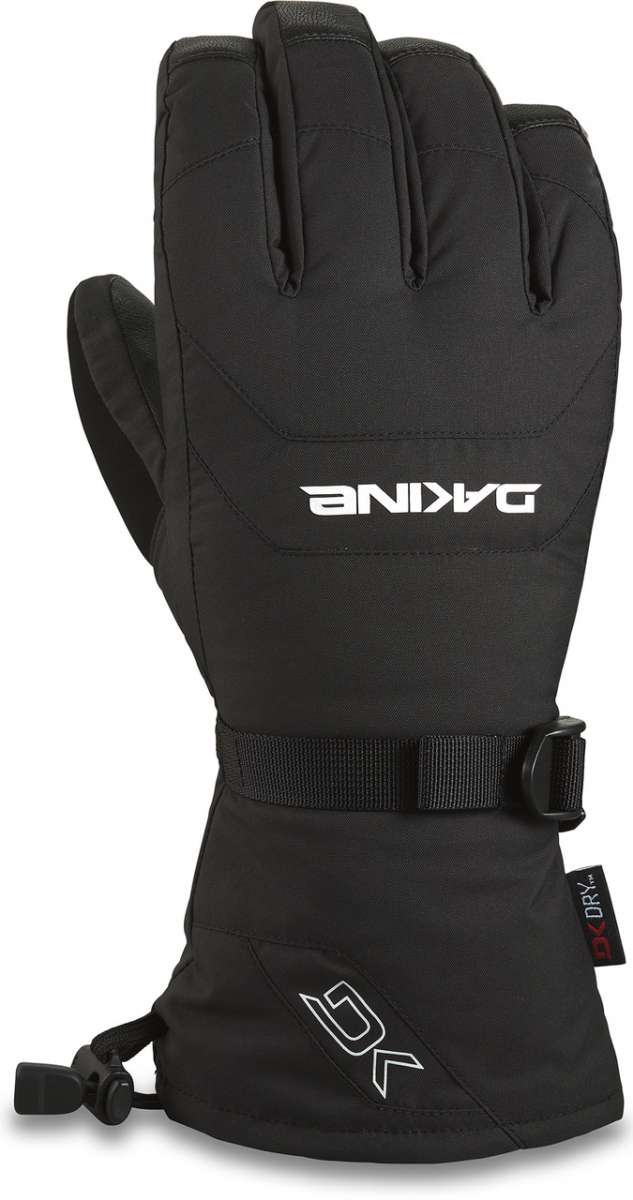 Dakine Leather Scout Glove 2022-2023 - A black glove with a white logo on the back of the hand and a leather palm.