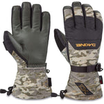 Dakine Leather Scout Gloves 2024 - A pair of gloves with a brown leather palm and fingers, featuring a camouflage pattern on the back.