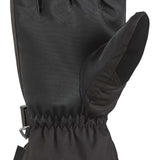 Dakine Leather Scout Gloves 2024 - A pair of black leather gloves with a textured pattern on the palm and fingers, featuring a buckle strap at the wrist.