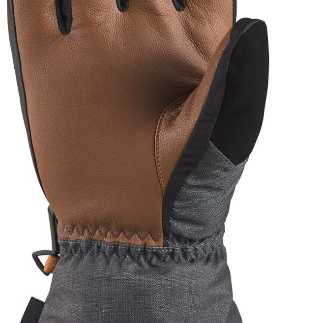 Dakine Leather Scout Gloves 2024 - A pair of brown leather gloves with black trim and stitching, featuring a quilted pattern on the back of one glove.