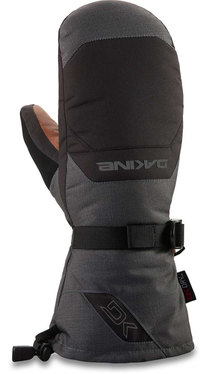 Dakine Leather Scout Mitt 2022-2023 - A brown leather mitt with a black strap and buckle on the wrist, set against a white background.