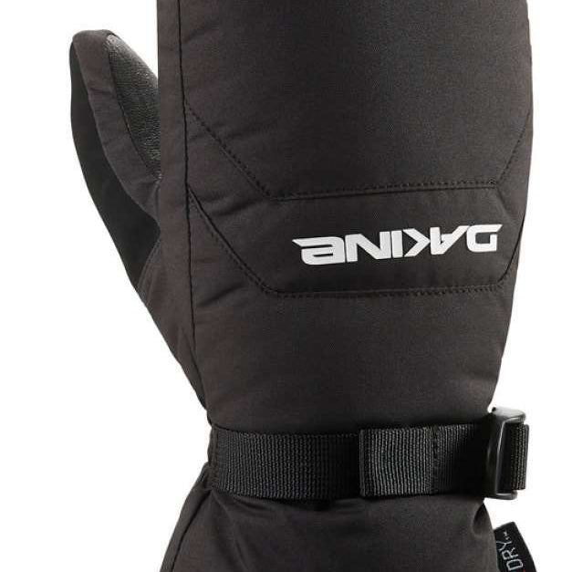Dakine Leather Scout Mittens - A pair of black leather mittens with a quilted pattern on the back and white stitching around the edges.