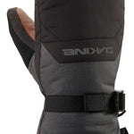 Dakine Leather Scout Mittens - A pair of mittens with a brown leather palm and gray fabric back, featuring a strap closure on the wrist.