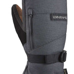 Dakine Leather Titan GORE-TEX Mitt - Mitt is dark gray with brown leather palm and thumb, black strap on wrist.