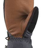 Dakine Leather Titan GORE-TEX Mitt - Mitt is brown with black trim and a black drawstring at wrist.