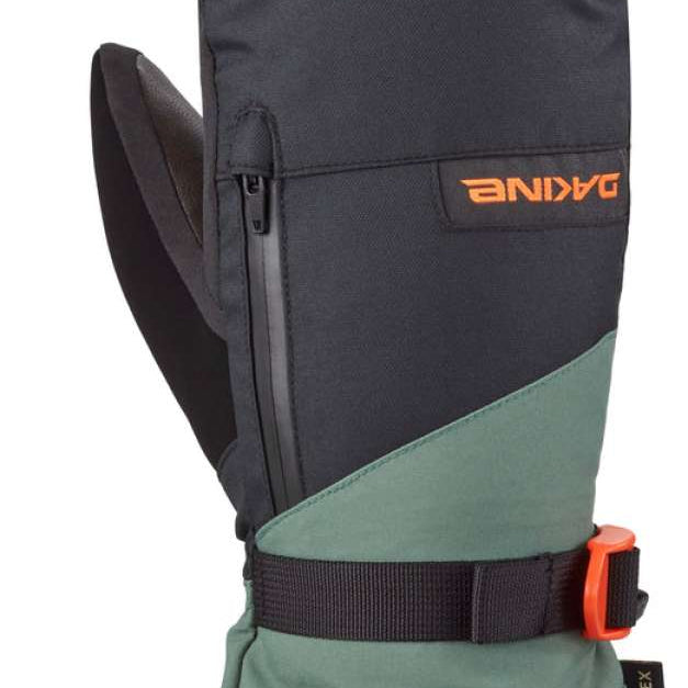 Dakine Leather Titan GORE-TEX Mittens - Mittens are black with orange accents and a brown leather palm.