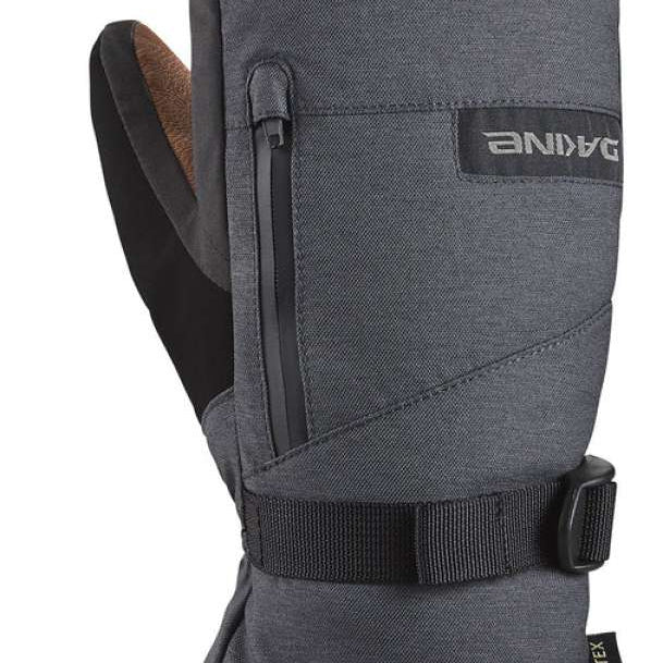 Dakine Leather Titan GORE-TEX Mittens - Mittens are dark gray with brown leather accents on palms and fingers.