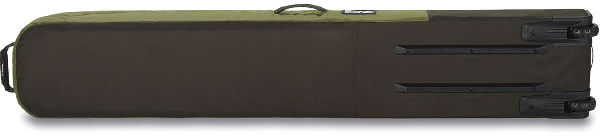 Dakine Low Roller Board Bag 2024 - Black bag with white logo and straps on top, lying flat on a light-colored floor.