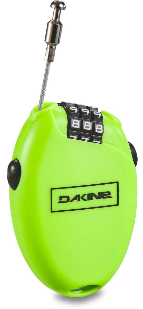 Dakine Micro Lock - Small, black plastic box with a combination dial on top and a metal cable protruding from it.