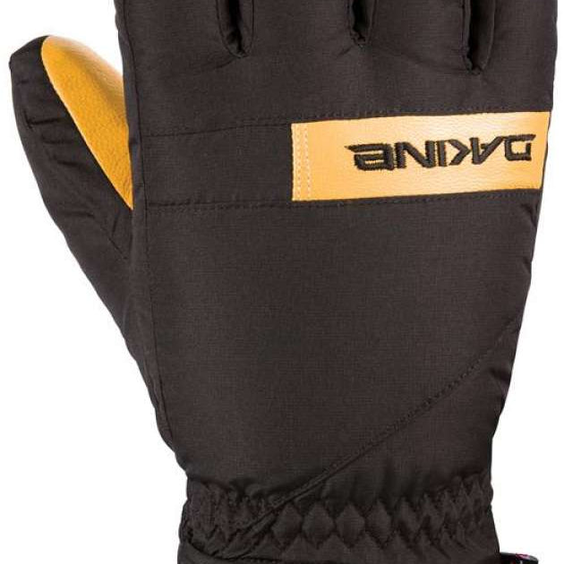 Dakine Nova Short Glove 2023 - A black glove with yellow accents on the wrist strap and fingers.