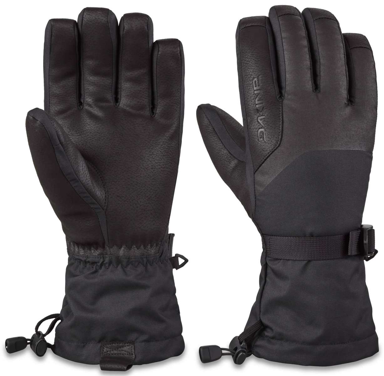 Dakine Nova Short Gloves 2024 - A pair of black gloves with a textured palm and thumb, featuring a small logo on the wrist strap.