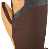 Dakine Nova Short Mittens - Mittens are brown with a tan suede palm and thumb, featuring a small orange pull tab on the wrist strap.