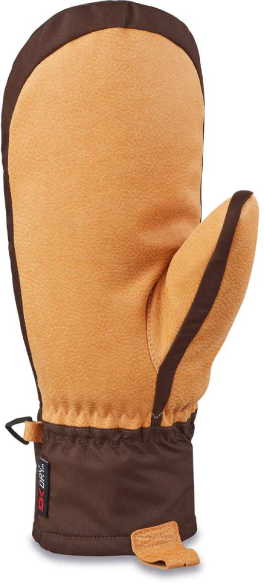 Dakine Nova Short Mittens - Brown mittens with brown fleece lining, featuring a small black Dakine logo on the cuff.