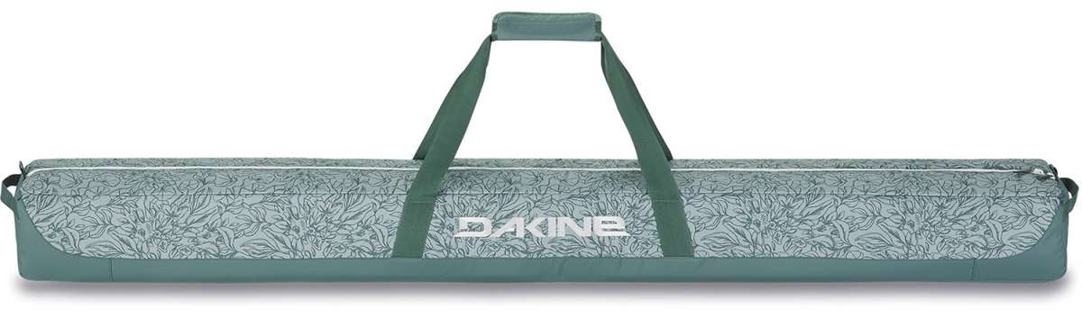 Dakine Padded Ski Sleeve 2024 - A light blue padded sleeve with a white floral pattern and a zippered top, featuring two dark gray straps on either side.