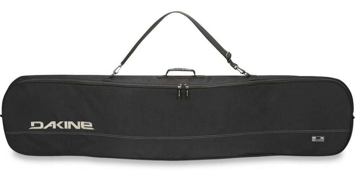 Dakine Pipe Board Bag 2022-2023 - Black bag with white Dakine logo on front, zippered top and shoulder strap handle.