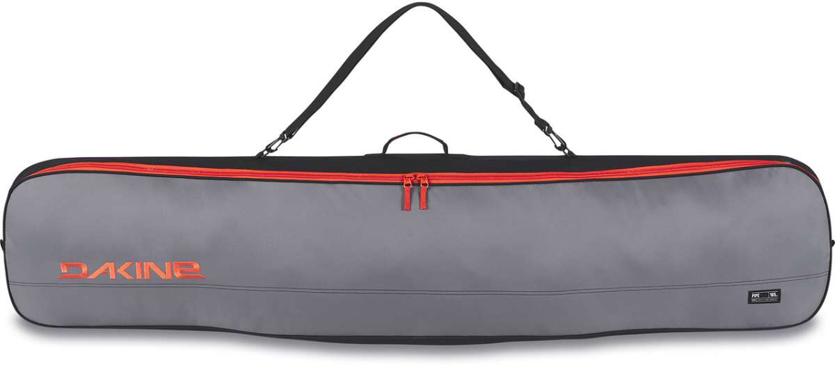 Dakine Pipe Board Bag 2022-2023 - Grey bag with orange zipper and black strap.