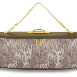 Dakine Pipe Board Bag 2024 - A brown board bag with a zippered top and handle, featuring a camouflage pattern on its front side.