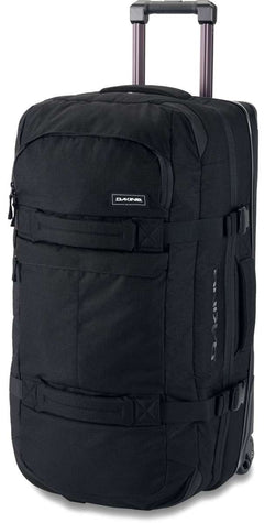 Dakine Split Roller 85L 2022-2023 - Black roller bag with silver hardware and a zippered top compartment.