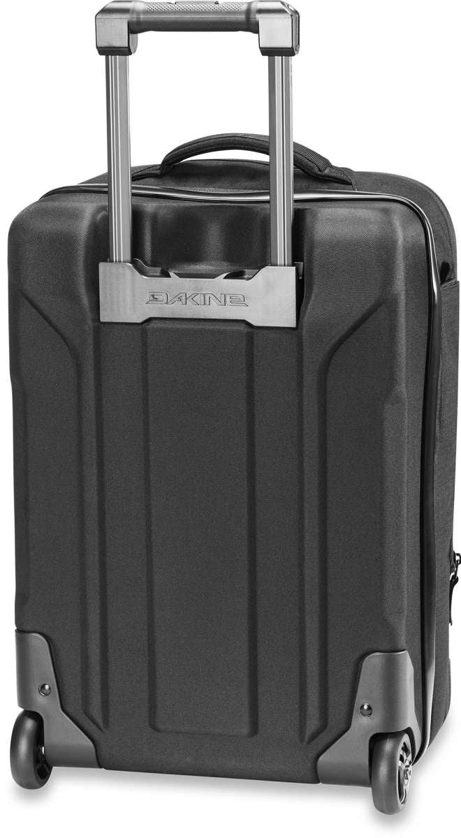 Dakine Status Roller 42L 2022-2023 - Black roller suitcase with four wheels and a retractable handle.