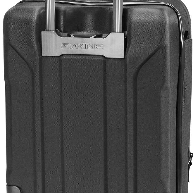 Dakine Status Roller 42L 2022-2023 - Black roller suitcase with four wheels and a retractable handle.