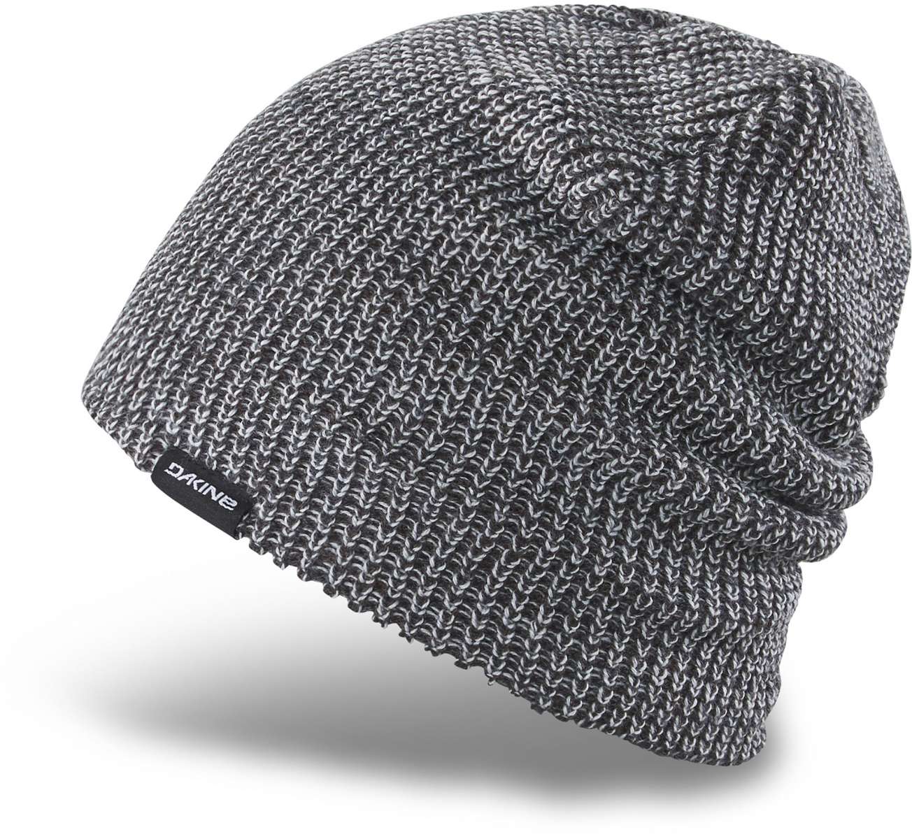Dakine Tall Boy Beanie 2022-2023 - A black beanie with a white and grey marled pattern, featuring a folded cuff at the bottom.