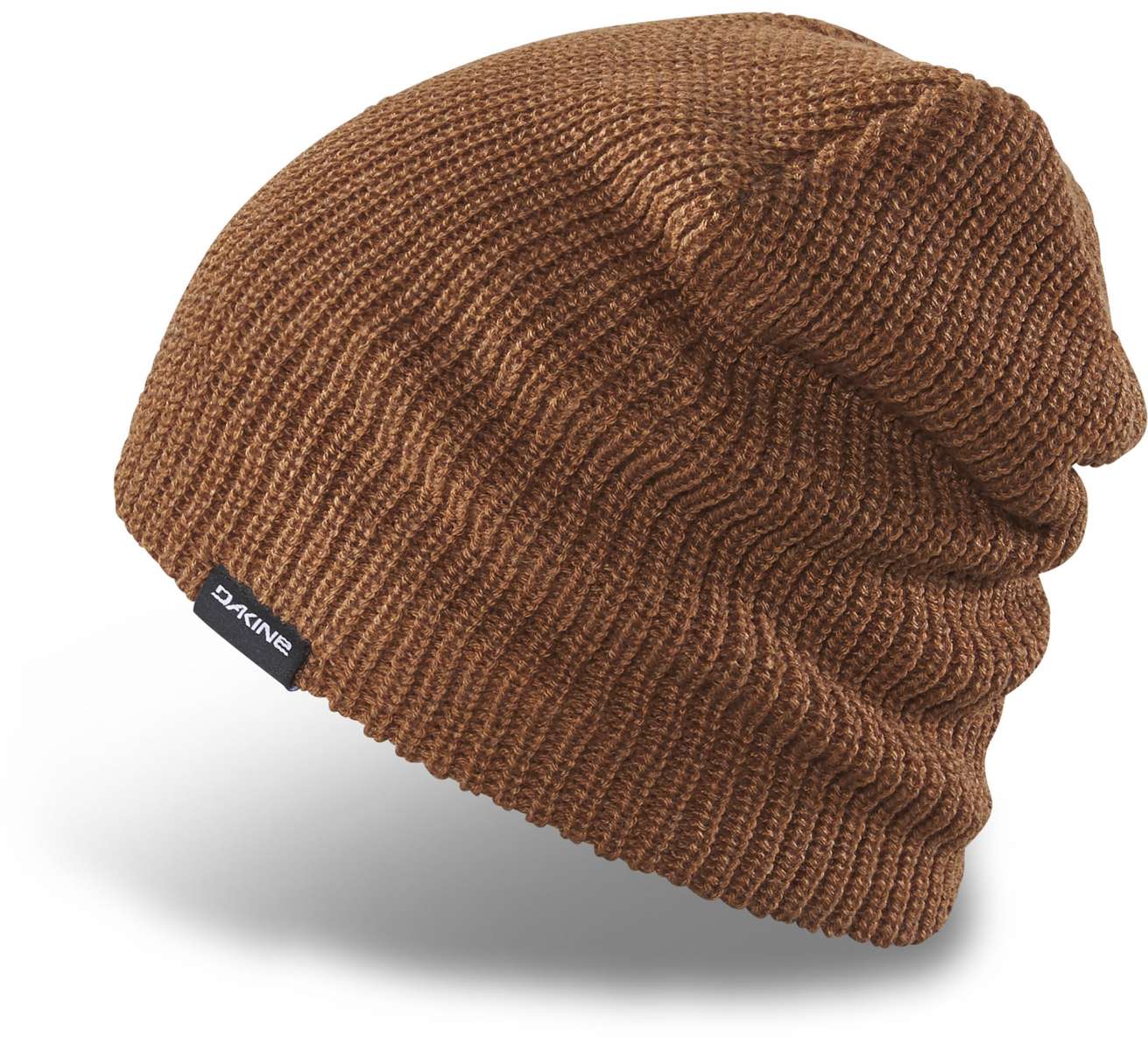 Dakine Tall Boy Beanie 2022-2023 - A brown beanie with a black tag featuring white lettering that reads "DAKINE".