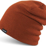 Dakine Tall Boy Beanie 2024 - A rust-colored beanie with a folded cuff and a black label on the side that reads "DAKINE" in white letters.