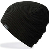 Dakine Tall Boy Beanie 2024 - A black beanie with a ribbed texture and a small gray tag on the front that says "DAKINE" in white letters.