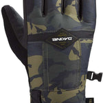 Dakine Team Bronco GORE-TEX Gloves - A pair of gloves with a camouflage pattern and black accents, featuring a prominent "DAKINE" logo on the back.