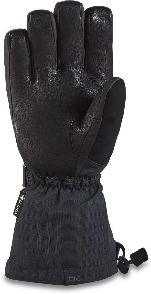 Dakine Titan GORE-TEX Leather Short Glove - A black leather glove with a short cuff and elastic wrist strap, featuring a small white logo on the wrist strap.