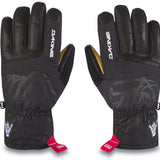 Dakine TM Fillmore K Fostvedt Glove 2024 - Black glove with a subtle mountain graphic on the back of the hand and yellow accents on the inside.