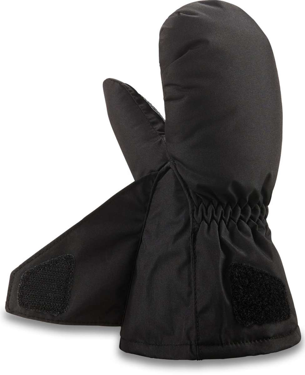 Dakine Toddler Brat Mittens - Pair of black mittens with a textured palm and thumb, featuring a Velcro closure on the wrist strap.