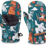 Dakine Toddler Hornet Mittens 2024 - Pair of toddler-sized mittens in a brown and white plaid pattern with orange accents, featuring a small logo on the cuff.