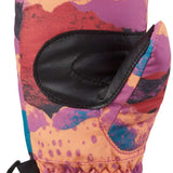 Dakine Toddler Hornet Mittens - Pair of mittens in a pink and purple abstract pattern with black accents, featuring a black strap on the back.